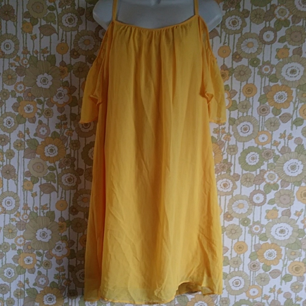 Tacera Dress Cold Shoulder Plus Size 2x yellow